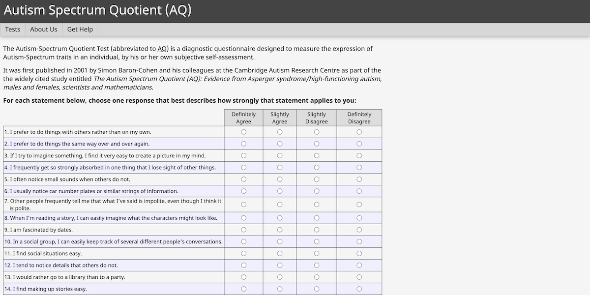 Autism-Spectrum Quotient Test