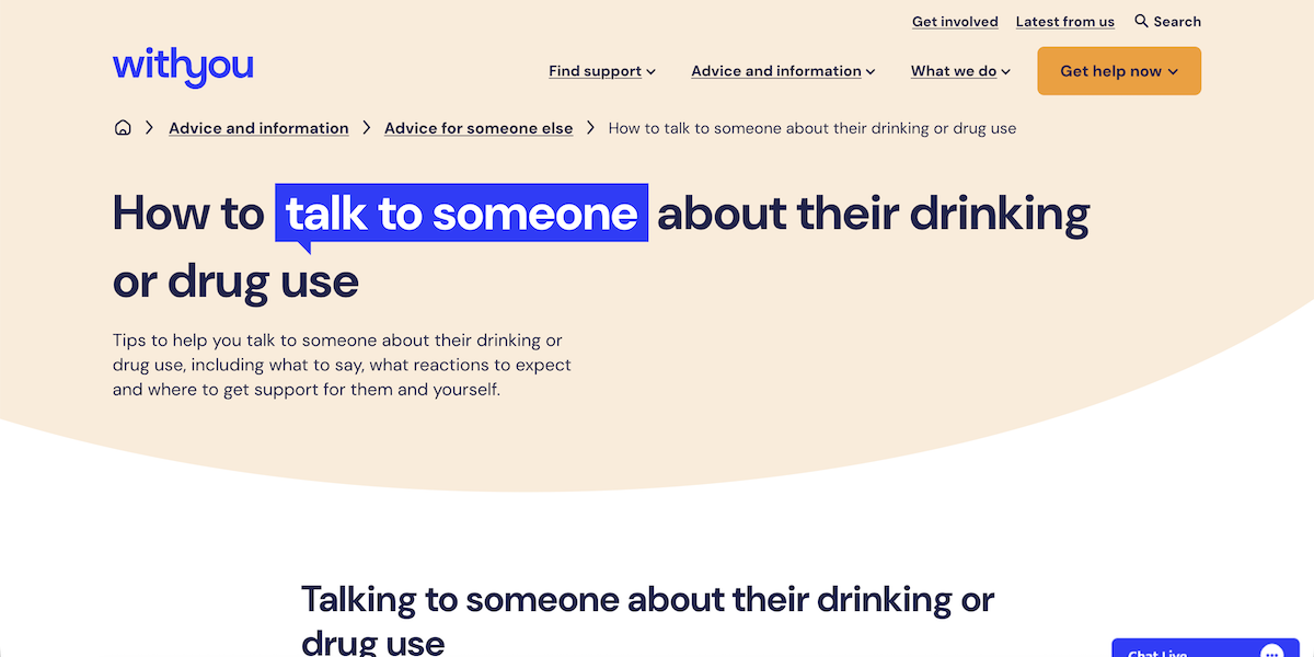 How to talk to someone about their drinking or drug use